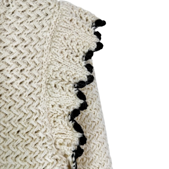Mango Sweater with Crochet Ruffled Openwork Details Beige Size M - Picture 7 of 13